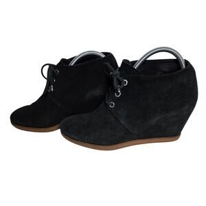 Cole Haan Black Suede Wedge Booties Womens 9 Lace Up Ankle Boots Comfort Office